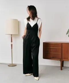 美品 HANNE キャミオールインワン ブラック 黒 サロペット