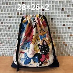 お着替え袋　体操服袋　上履き入　上靴袋　ハンドメイド　女の子　男の子　猫