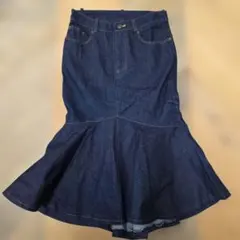 ダークデニム マーメイドスカート y2k 日本製 麻混 y66