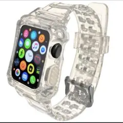 人気商品✨️アップルウォッチ バンド38/40mm クリア 一体型 スポーツバンド