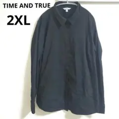 TIME AND TRUE【2XL】 ブラック 長袖シャツ　ストレッチ