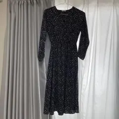 花柄長袖ロングワンピース M