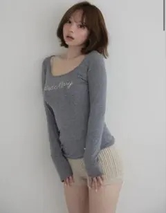 andmary Letter logo sheer tops AM1943 - メルカリ