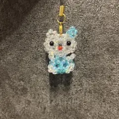 ビーズ製　猫 ハンドメイド　ストラップ
