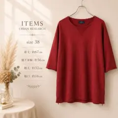 【美品】アイテムズ アーバンリサーチ カットソー 38 Tシャツ 赤 レッドのサムネイル