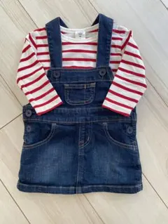 ジャンパースカート ボーダートップス　80