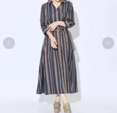 レディアゼル　ネイビー ストライプ シャツワンピース
