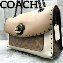 希少 コーチ カメリア 26 チェーン ショルダーバッグ ティーローズ 2way