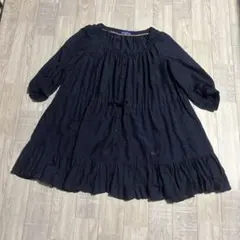バーバリーブルーレーベル　フリルワンピースチュニック　38 紺