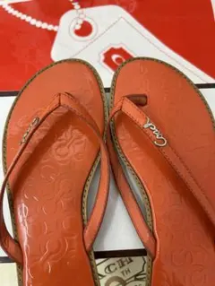 COACH ソフトパテント•シグネチャー 夏のオレンジサンダル6.5 usedのサムネイル