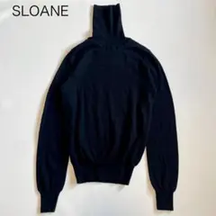 美品【スローン】長袖 タートルネック ニット セーター 黒 ウール 1