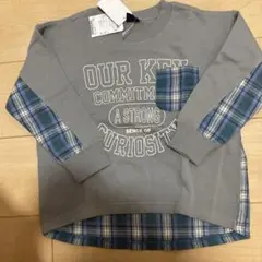新品　クレッシェント　グレー チェック柄 レイヤード トレーナー