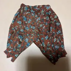 キッズ　90サイズ　スカートパンツ　小花柄　ブラウン