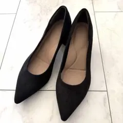 ユニクロ　スエードパンプス　黒　24.5センチ　ブラック　卒業式　入学式