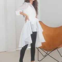 GRL グレイル　シースルー　シアー　シャツ　シアーシャツ　デザインシャツ　M