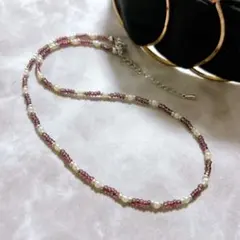 2色展開　パール　パープル　ビーズネックレス
