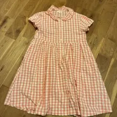 ピンクチェック　半袖ワンピース