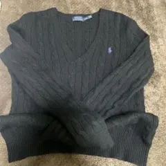 ポロ ラルフ ローレン　ケーブルニット ウールカシミヤ Vネック セーター　S