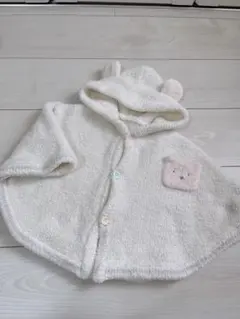 ホワイト フード付きポンチョ ベビー服　アフタヌーンティー　70 80 90