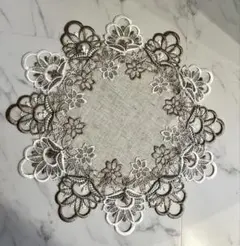レース装飾 円形テーブルマット ランチョンマットダストカバー 花瓶敷 ドイリー