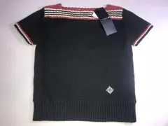 新品140Aバーバリーロンドン半袖サマーニットセーターノバチェック黒系ボーダー