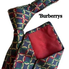 Burberrys バーバリー　赤　緑　ゴールド　輪っか柄　幾何学模様 ネクタイ