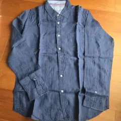 THE SHOP TK 麻100% 長袖シャツ インディゴ Lサイズのサムネイル