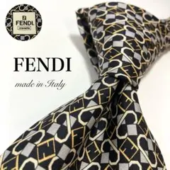 極美品】 FENDI ネクタイ ズッカ柄 グレー イタリア製 お洒落 定番