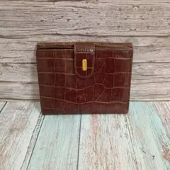 BALLY バリー 2つ折り財布 クロコ型押し wホック ダークブラウンのサムネイル