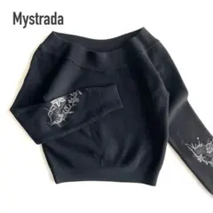 【美品】マイストラーダ　袖透かしレースニット　ブラック　ボートネック