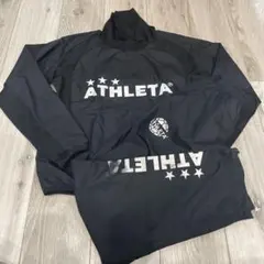 ATHLETA ブラック かっこいいピステ・ウィンドブレーカーセットアップ160