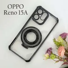 OPPO Reno15Aケース リングホルダー付BK ☆おまけ保護フィルム付