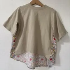 ペアマノン　花柄切り替え Tシャツ アイボリー 110cm 新品のサムネイル