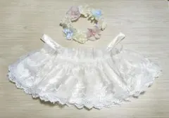 LOVOT＊ラボット服ハンドメイド＊白チュールドレスとお花のホーンかざり
