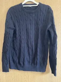 UNIQLO ケーブルニット セーター M ネイビー　カシミヤ入り　紺　青