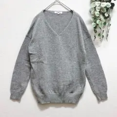 NATURAL BEAUTY BASIC Vネックニット☆Ｍ☆杢グレー☆古着