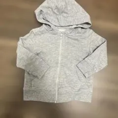 グレー フード付き ジッパーパーカー