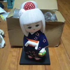 昭和レトロ博多人形 和服の女性 人形 約30cm 陶器製新品