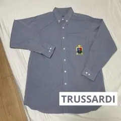 TRUSSARDI 長袖シャツ ブルー エンブレム刺繍 Mサイズのサムネイル