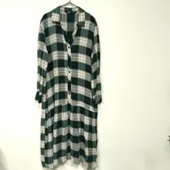 ZARA　ザラ　シャツワンピース　M　チェック　グリーン　薄手
