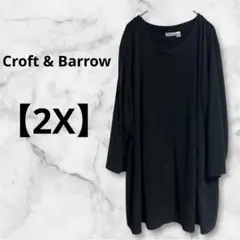 Croft & Barrow 黒 チュニック 2X 五分袖　ブラック　ゆったり
