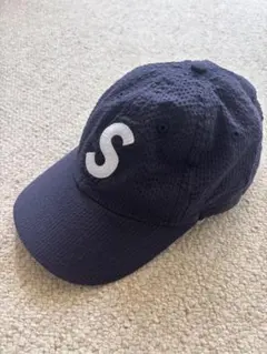 Supreme S Logo 6-Panel シアサッカー ネイビー 紺