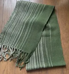 【新品・未使用】綿織　手織り　ストール　マフラー　グリーン