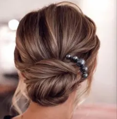 ブラック パール かんざし ヘアコーム まとめ髪 夜会巻き 上品 大人58