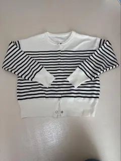 andme ボーダースナップボタンニットカーディガン