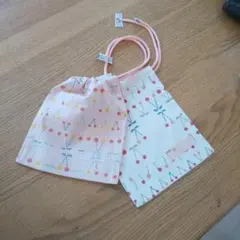 コップ袋 さくらんぼ柄 ２個セット