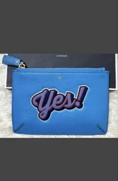 アニヤハインドマーチ yes!ポーチ ブルー 箱、保存袋、ギャランティカード付きのサムネイル