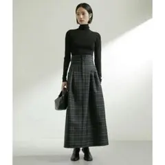 ドローイングナンバーズ チェックハイウエスト ロングスカート 36 ¥35200