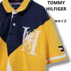 トミーヒルフィガー ポロシャツ カスタムフィット 切り替え 刺繍 イエロー P