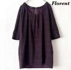 美品 Florent フローレント ワンピース 七分袖 ウール100% チェック